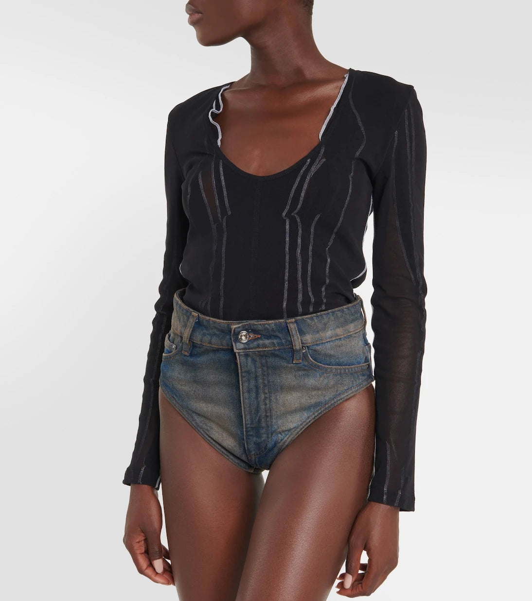 Y/Project - Janty high-rise denim shorts