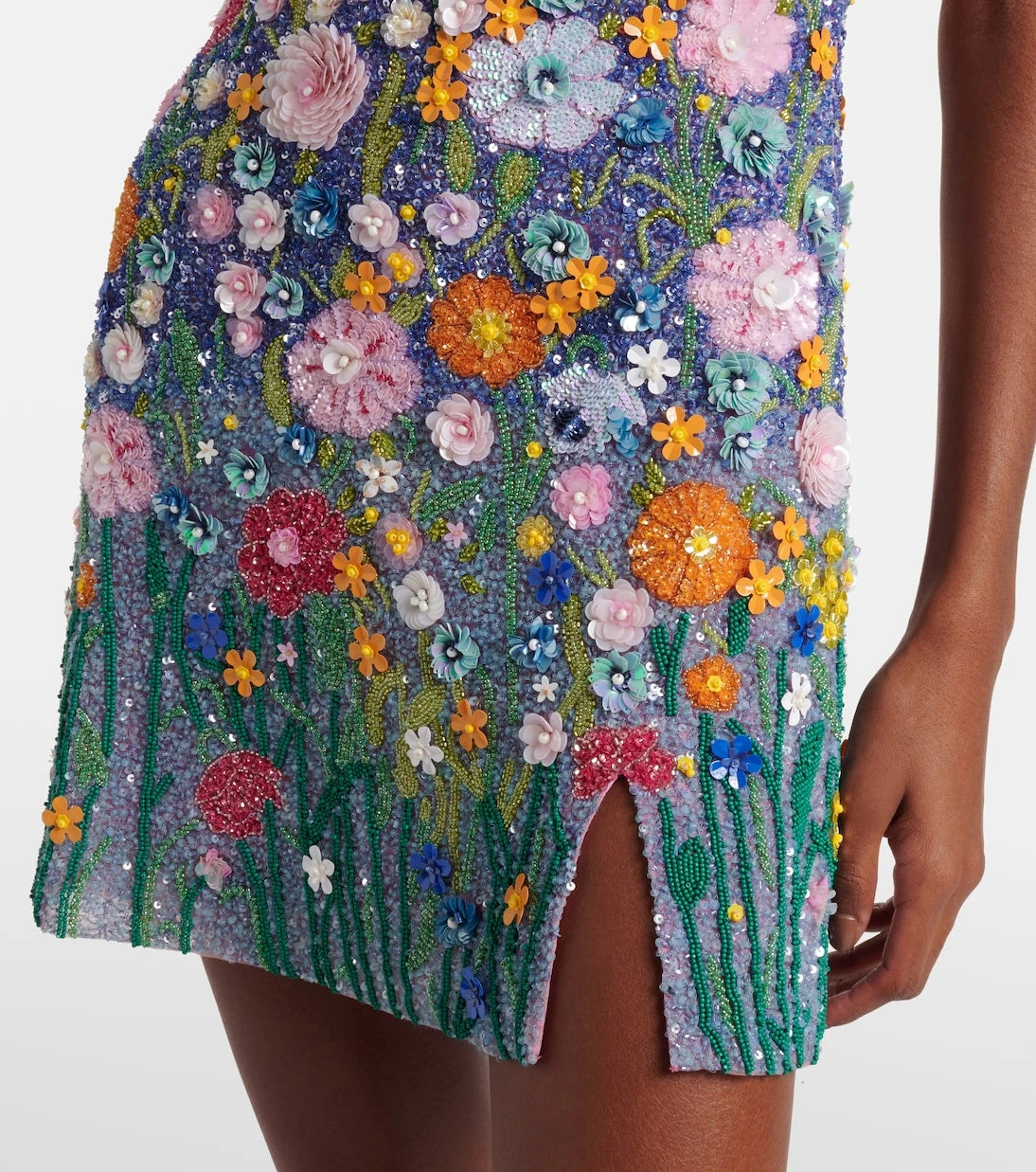 Là Fuori - Embroidered floral-appliqué minidress