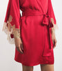 Gilda & Pearl Red Silk Lace-Trim Short Robe