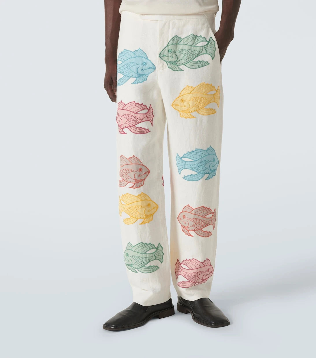 Bode - Piscine appliqué linen straight pants