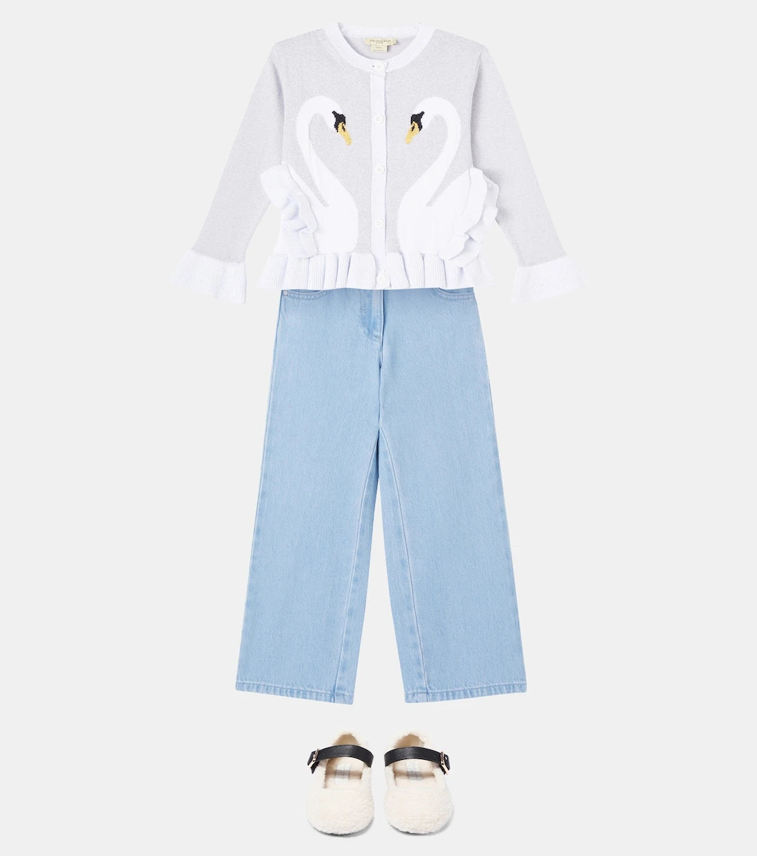 Stella McCartney Kids - Ruffled cotton-blend jacquard cardigan