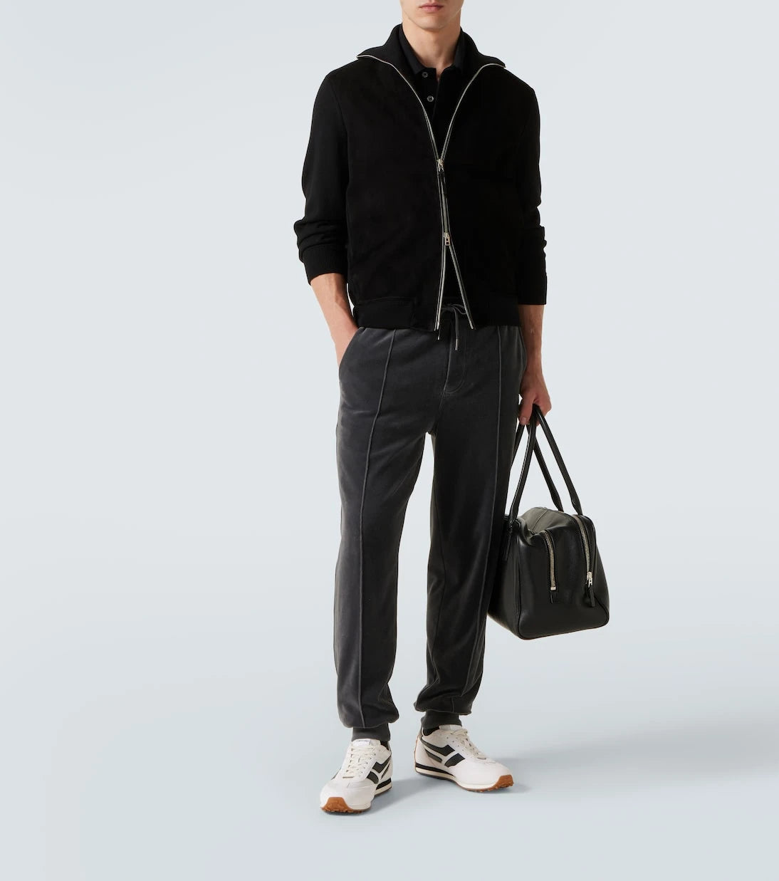 Tom Ford - Suede and wool-blend zip-up sweater