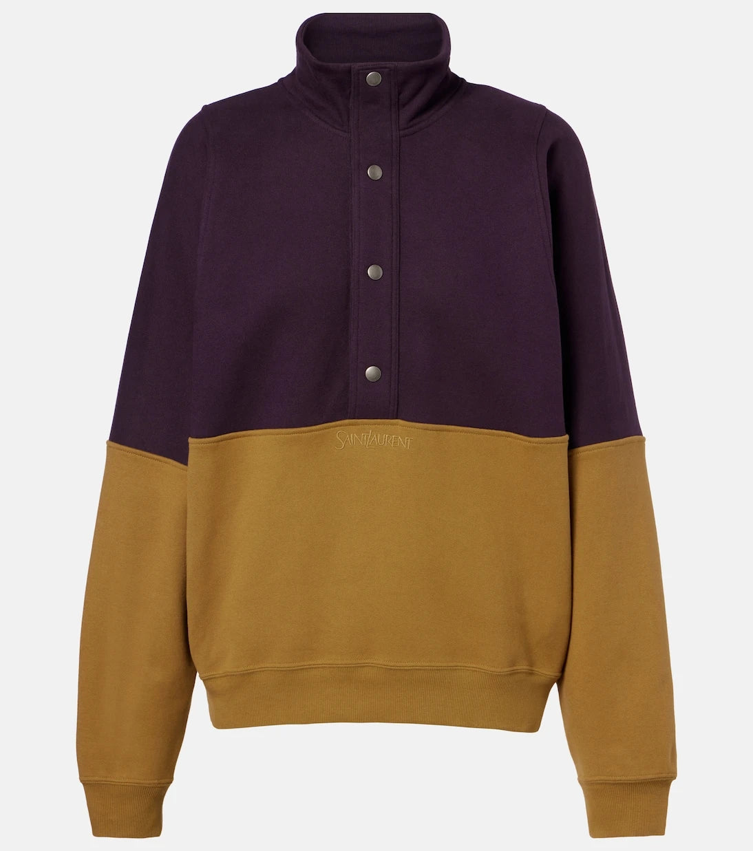 Saint Laurent - Colorblocked cotton fleece sweatshirt