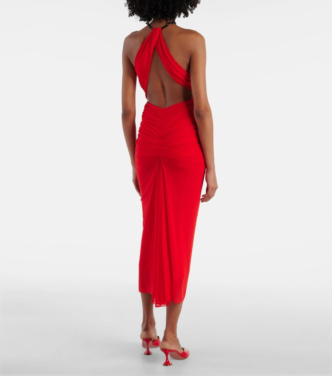Mugler - Ruched halterneck midi dress