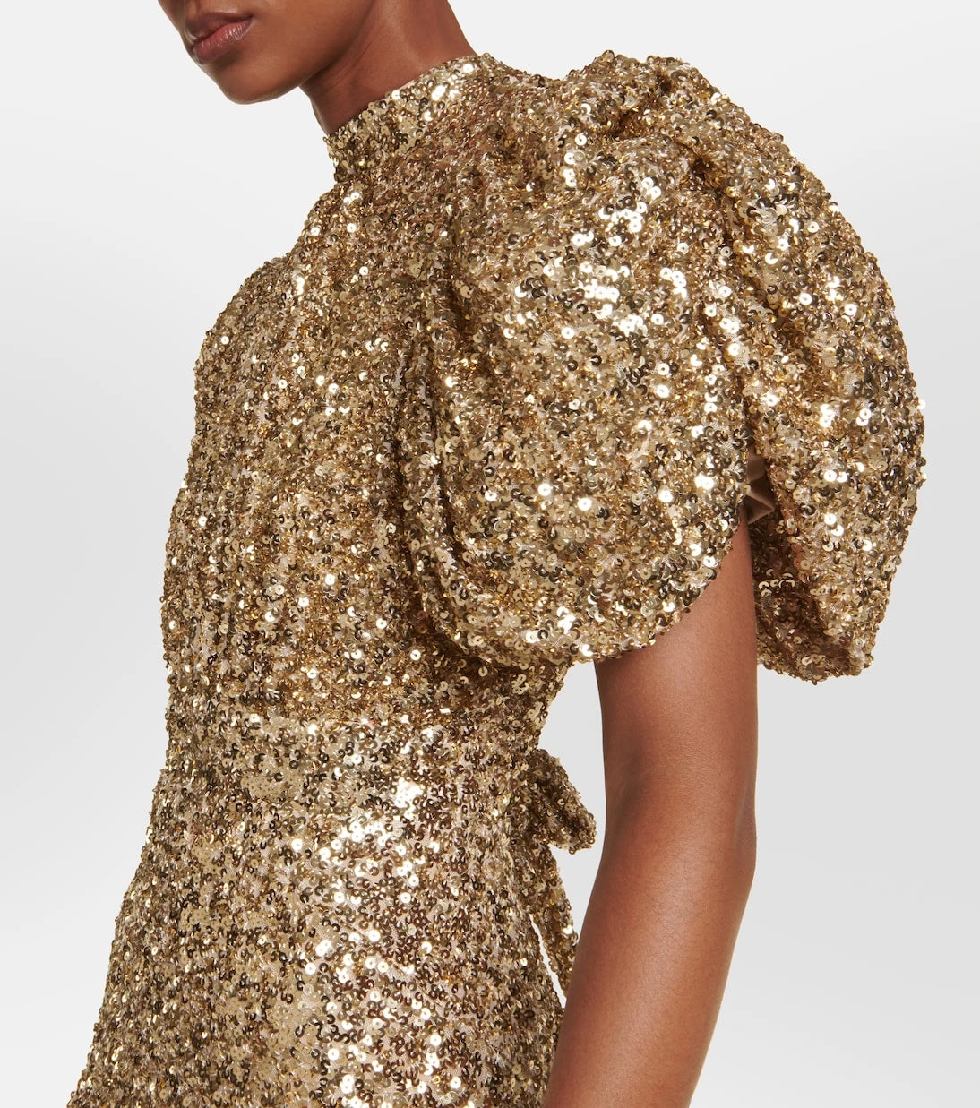 Rotate - Sequined puff-sleeve midi dress