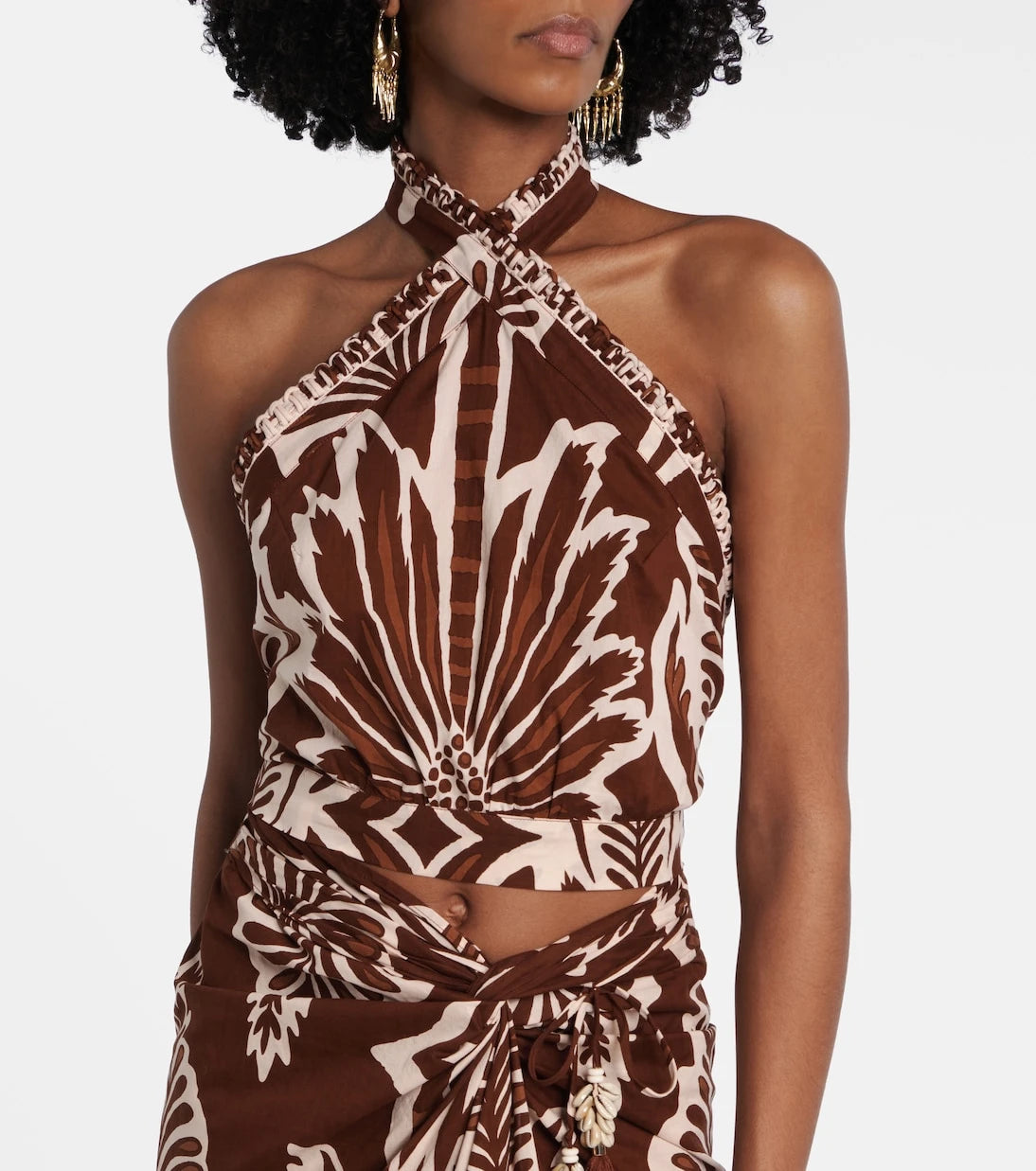 Poupette St Barth - Suma printed cotton crop top