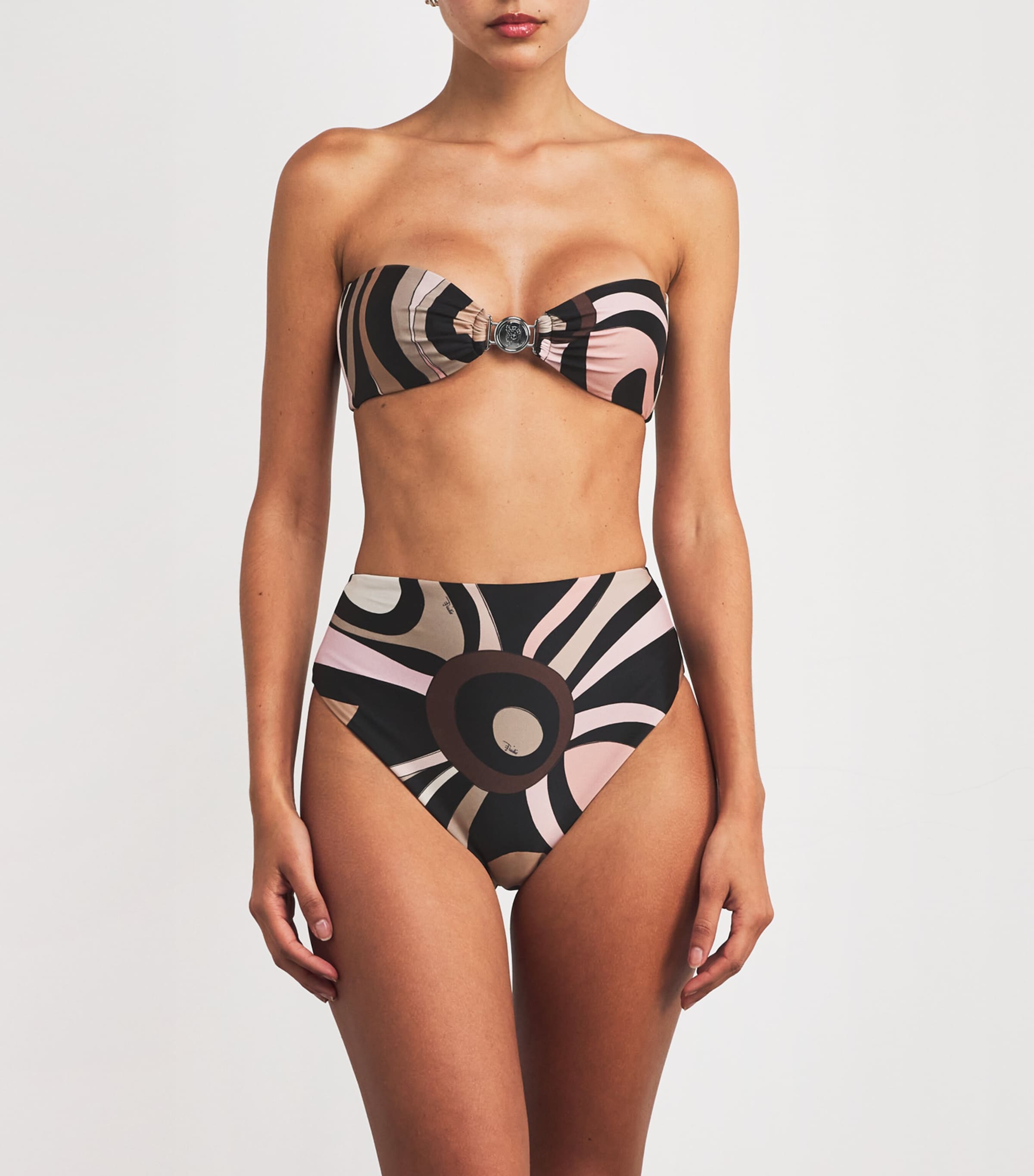 Multi Marmo Print High-Rise Bikini Bottoms