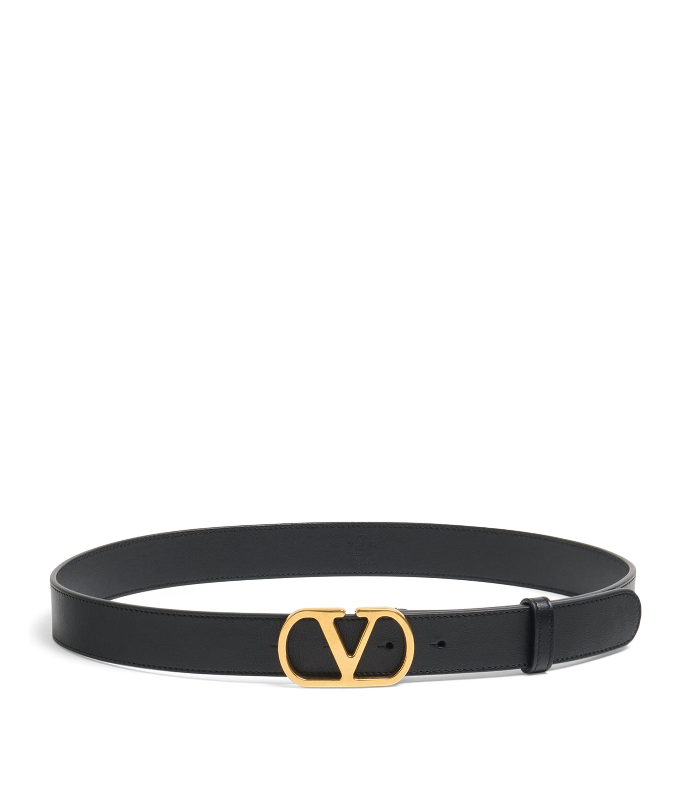 Valentino Garavani Black Leather VLogo Signature Belt