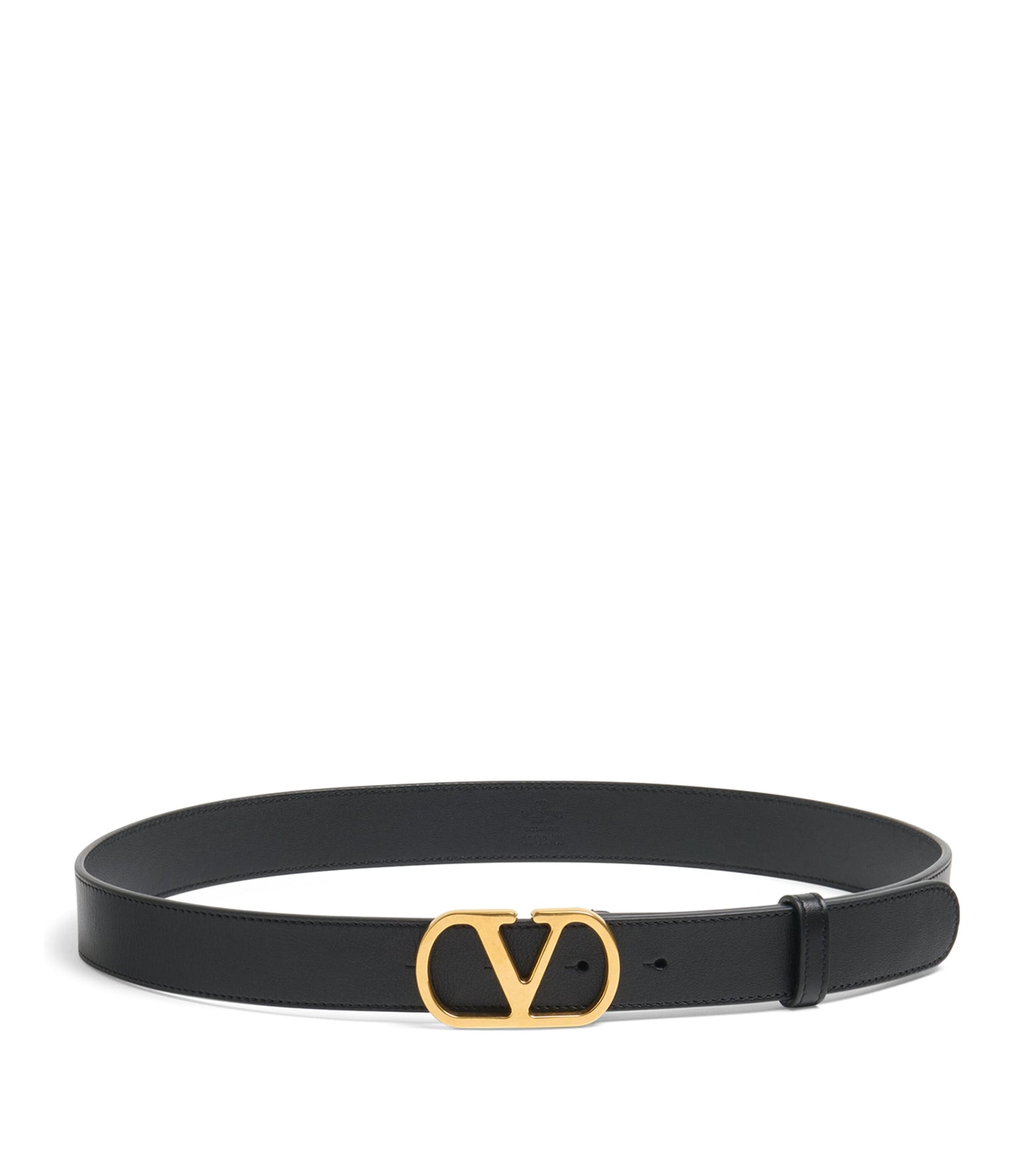Valentino Garavani Black Leather VLogo Signature Belt