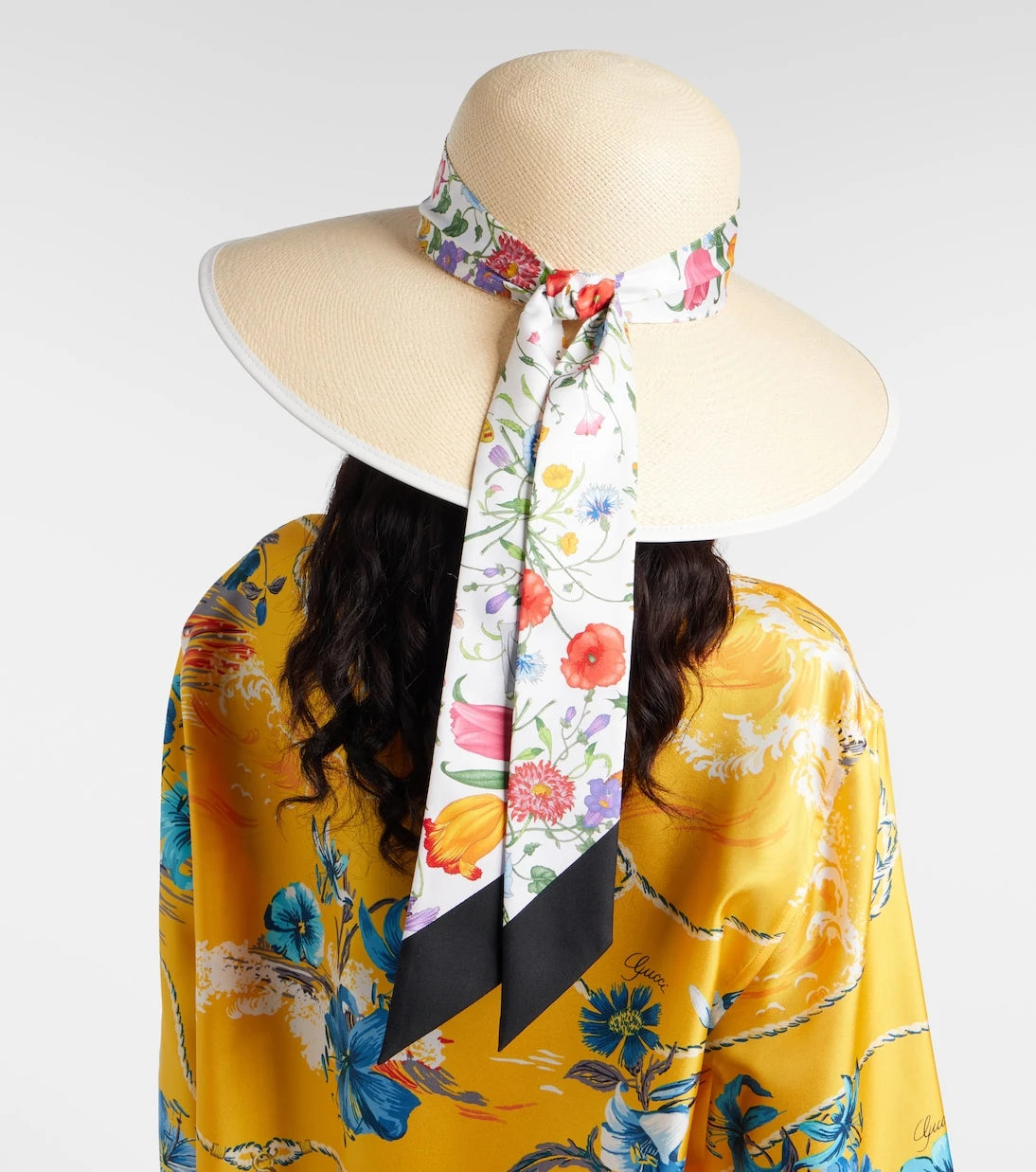 Gucci - Floral silk-trimmed sun hat