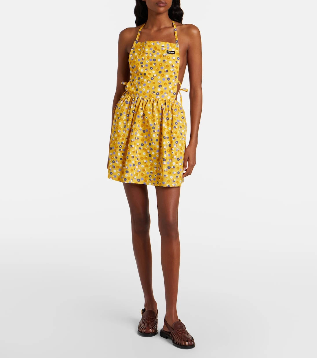 Miu Miu - Floral open-back cotton poplin minidress