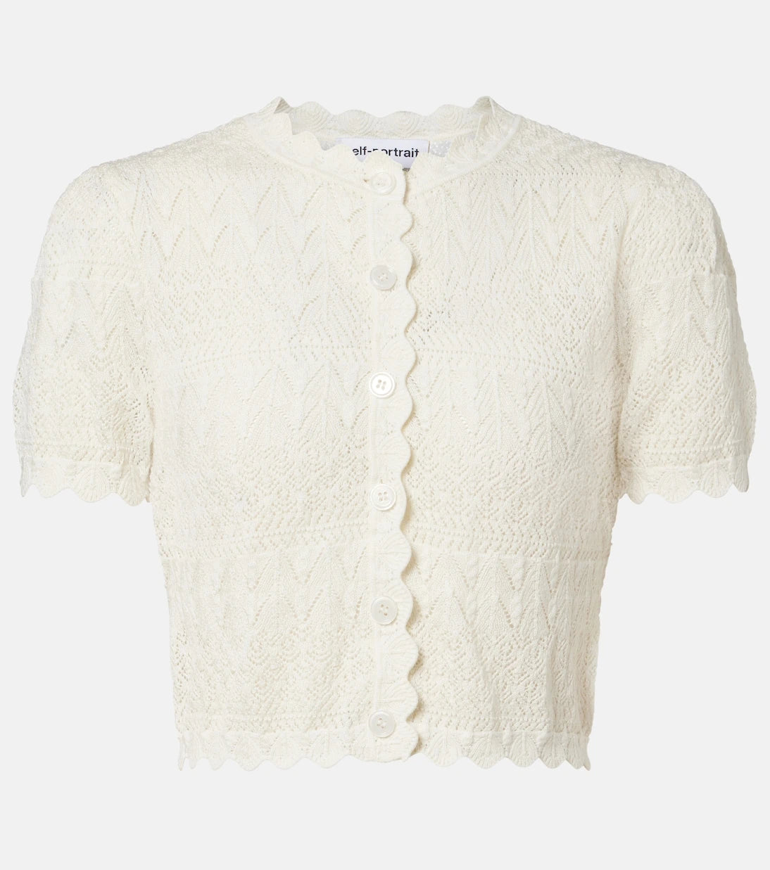 Self-Portrait - Pointelle cropped cardigan