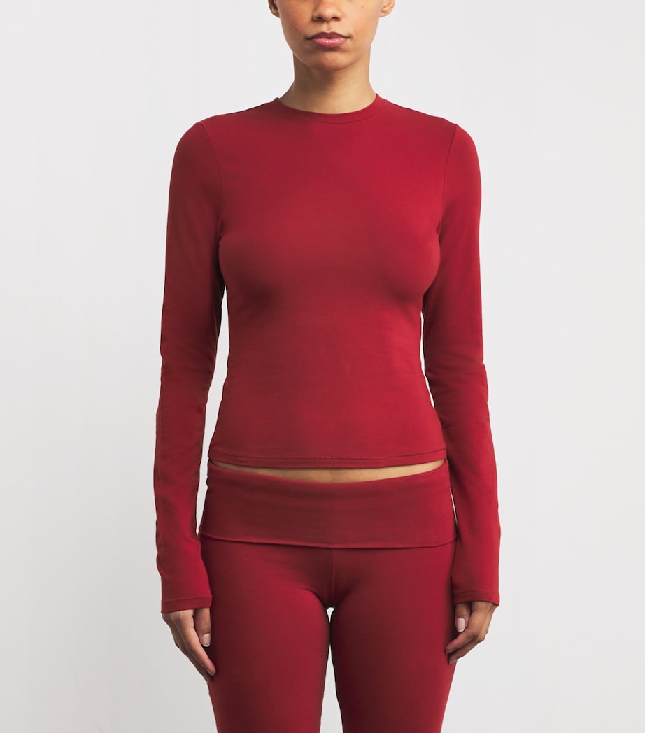 Skims Red Cotton Jersey Long-Sleeve T-Shirt
