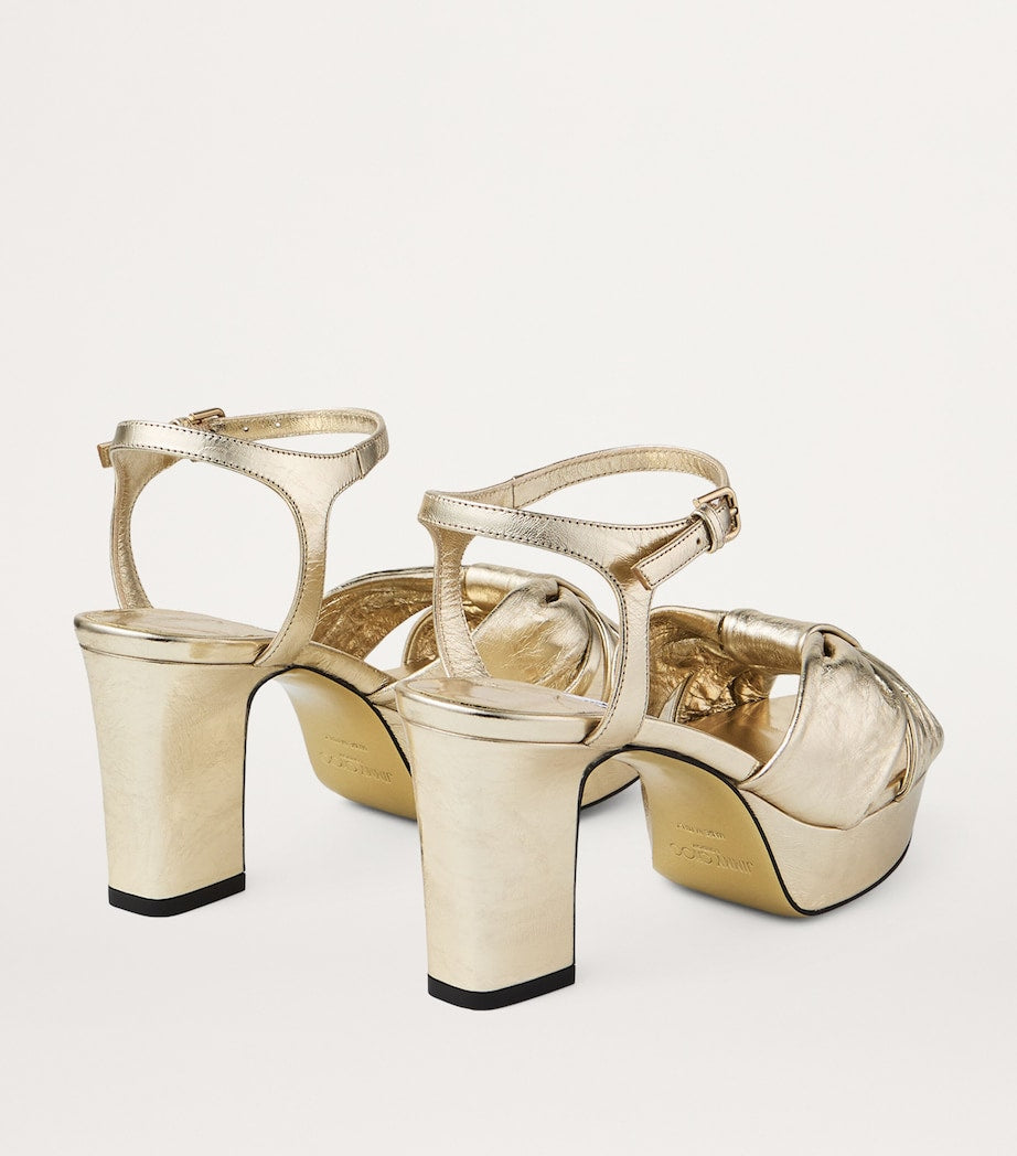 Jimmy Choo Gold Heloise 80 Leather Heeled Sandals