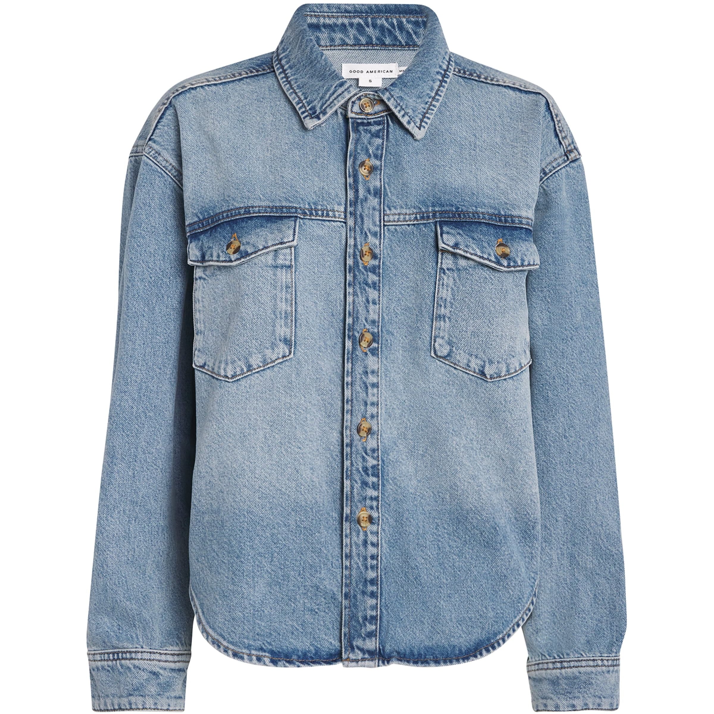 Good American Blue Structured Denim Shirt