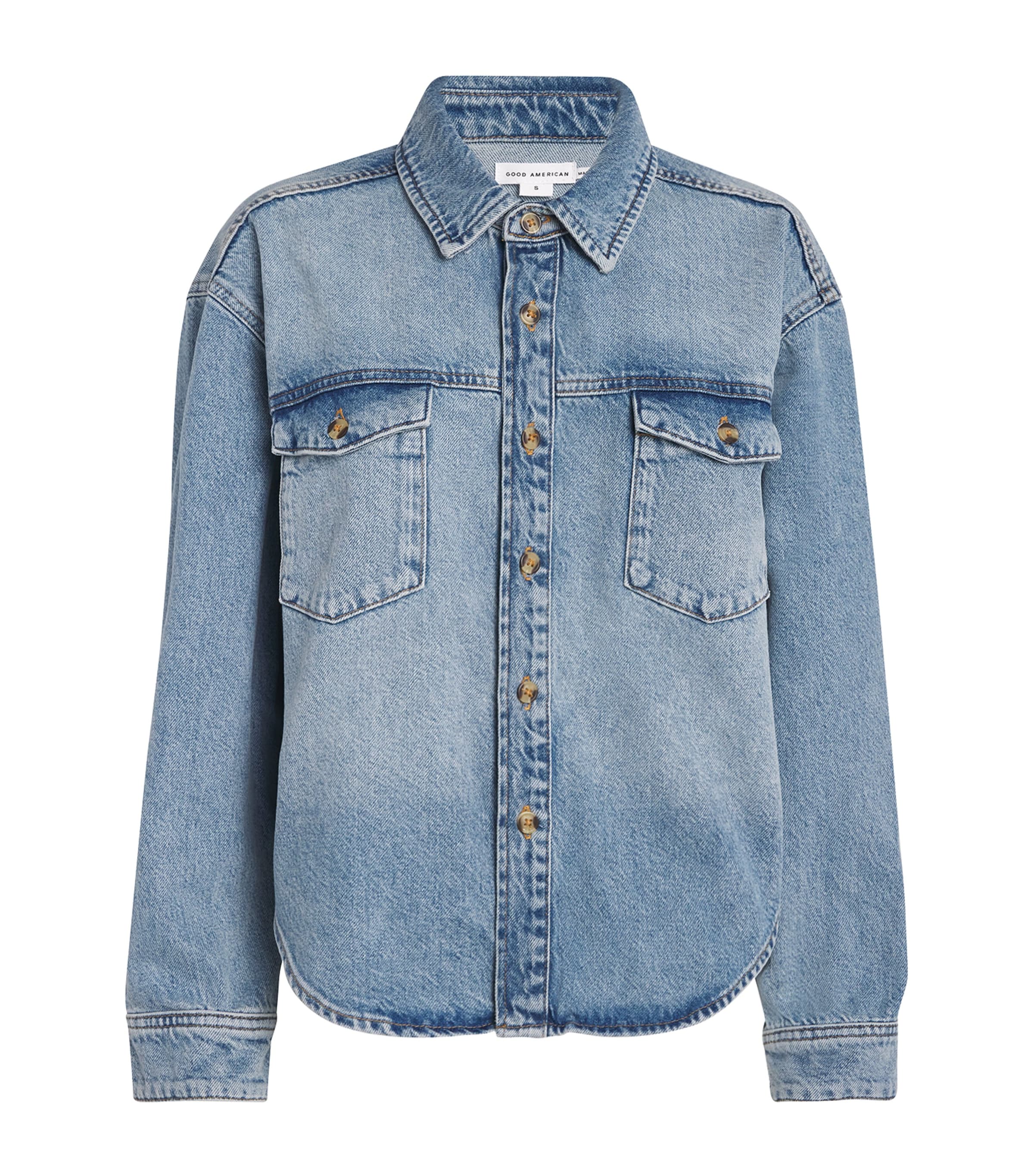 Good American Blue Structured Denim Shirt