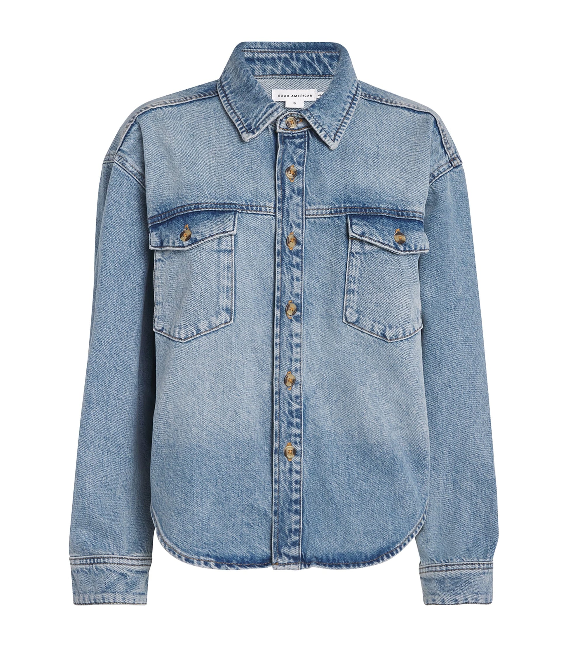 Good American Blue Structured Denim Shirt