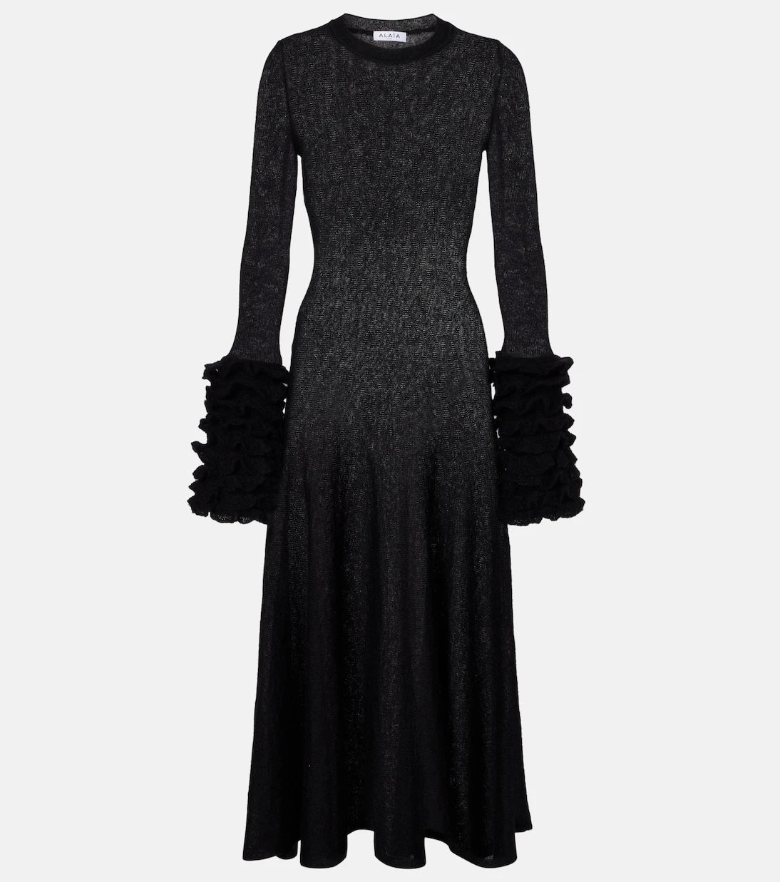 Alaïa - Ruffled mohair-blend midi dress