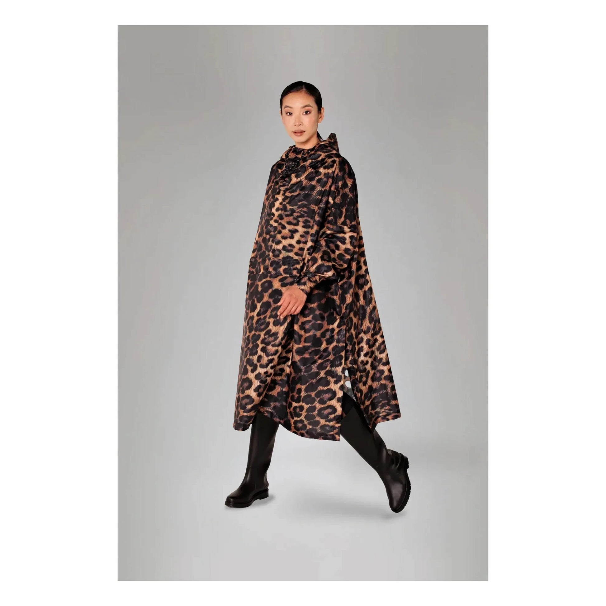 Rainkiss - Dark Leopard Waterproof Cape - Women's Collection | Brown
