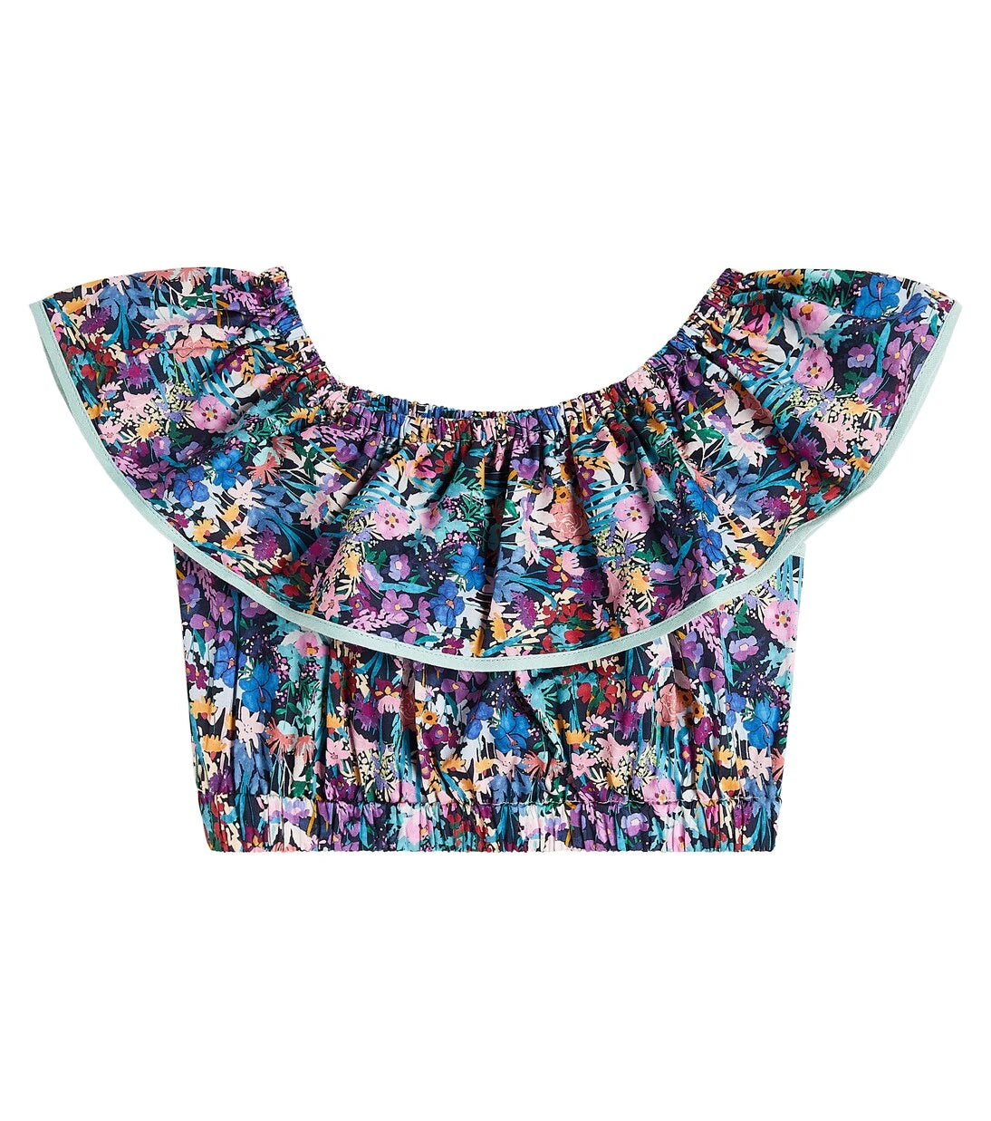 Paade Mode - Ruffled floral cotton crop top