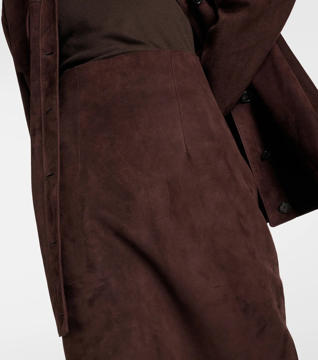 Khaite - Loxley suede pencil skirt