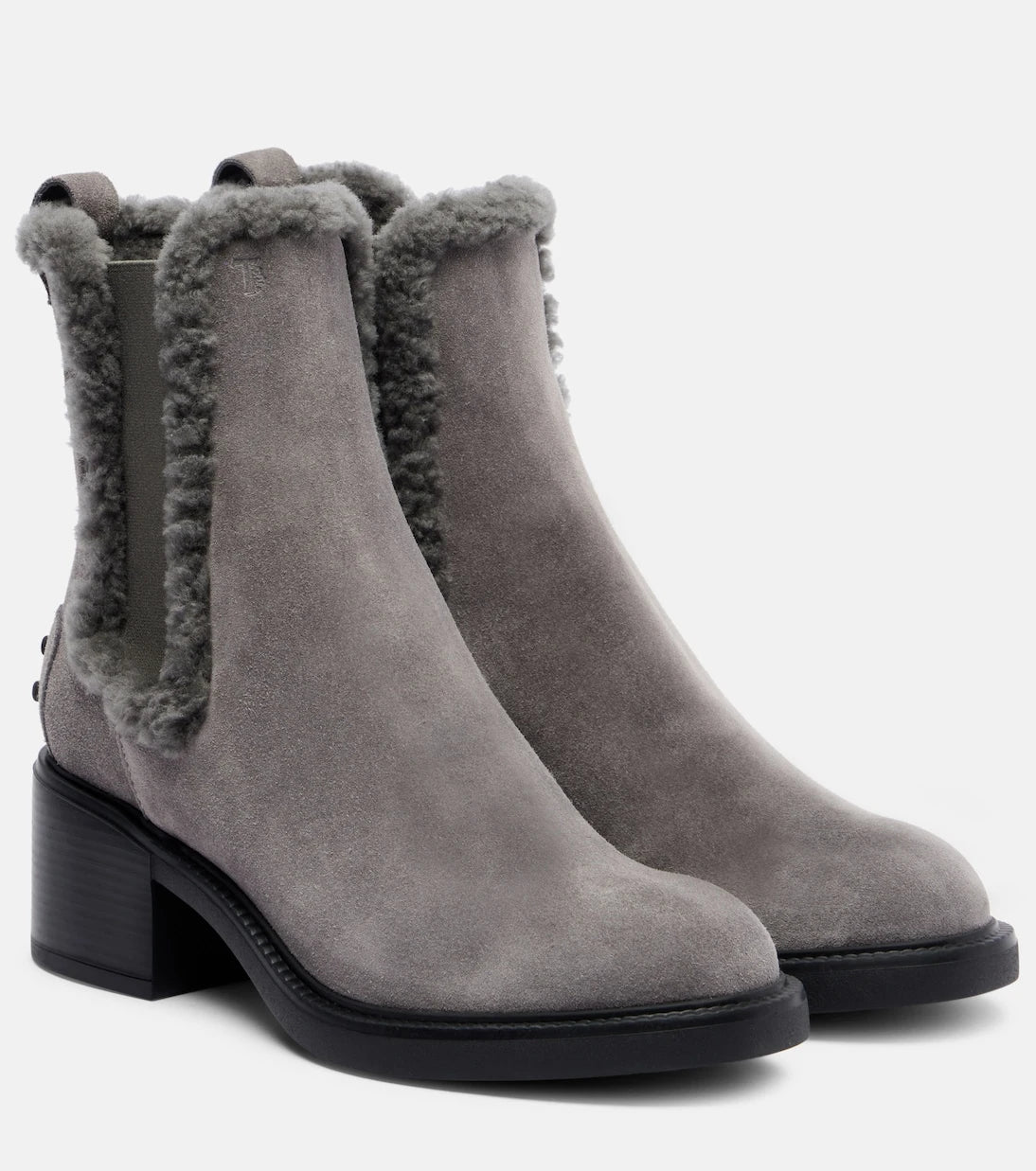 Tod's - 60 shearling-trimmed suede ankle boots
