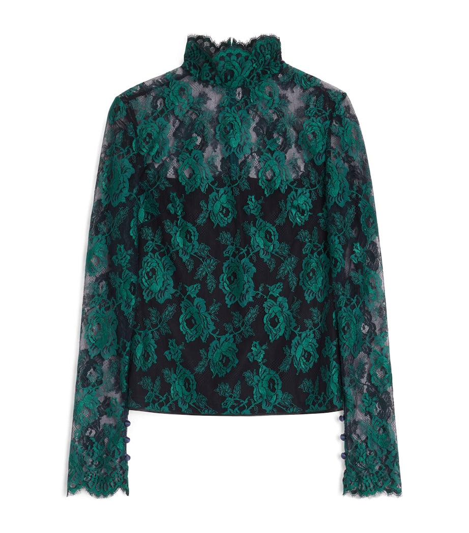 Valentino Green Lace Floral Top