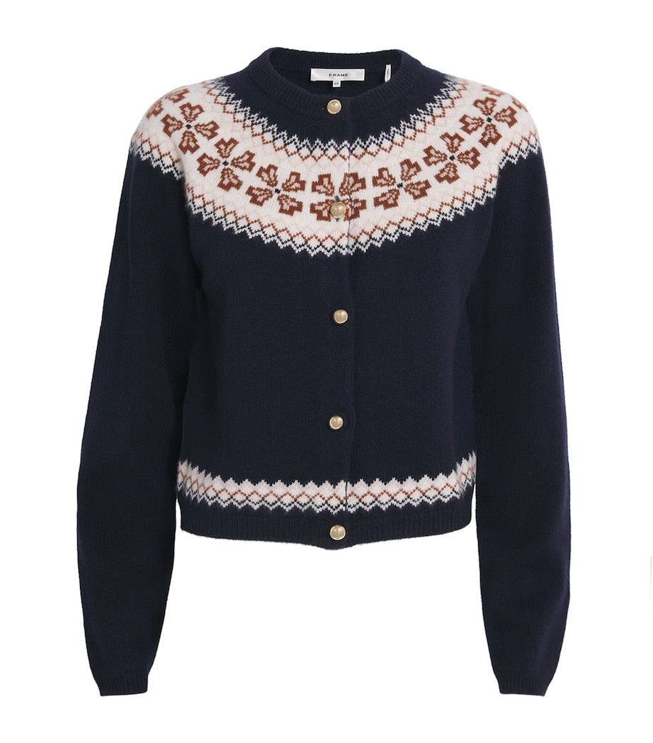 Cashmere Fair Isle Cardigan NAVY