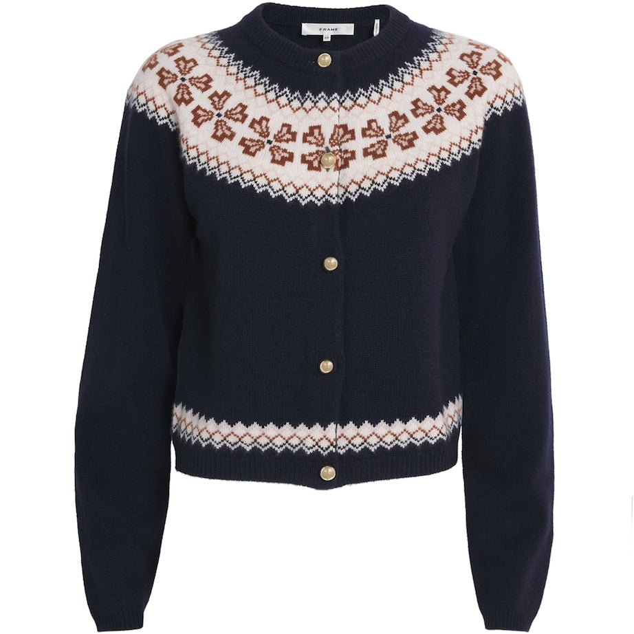 Cashmere Fair Isle Cardigan NAVY