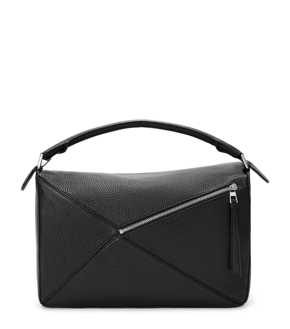 LOEWE Black Large Leather Puzzle Edge Top-Handle Bag