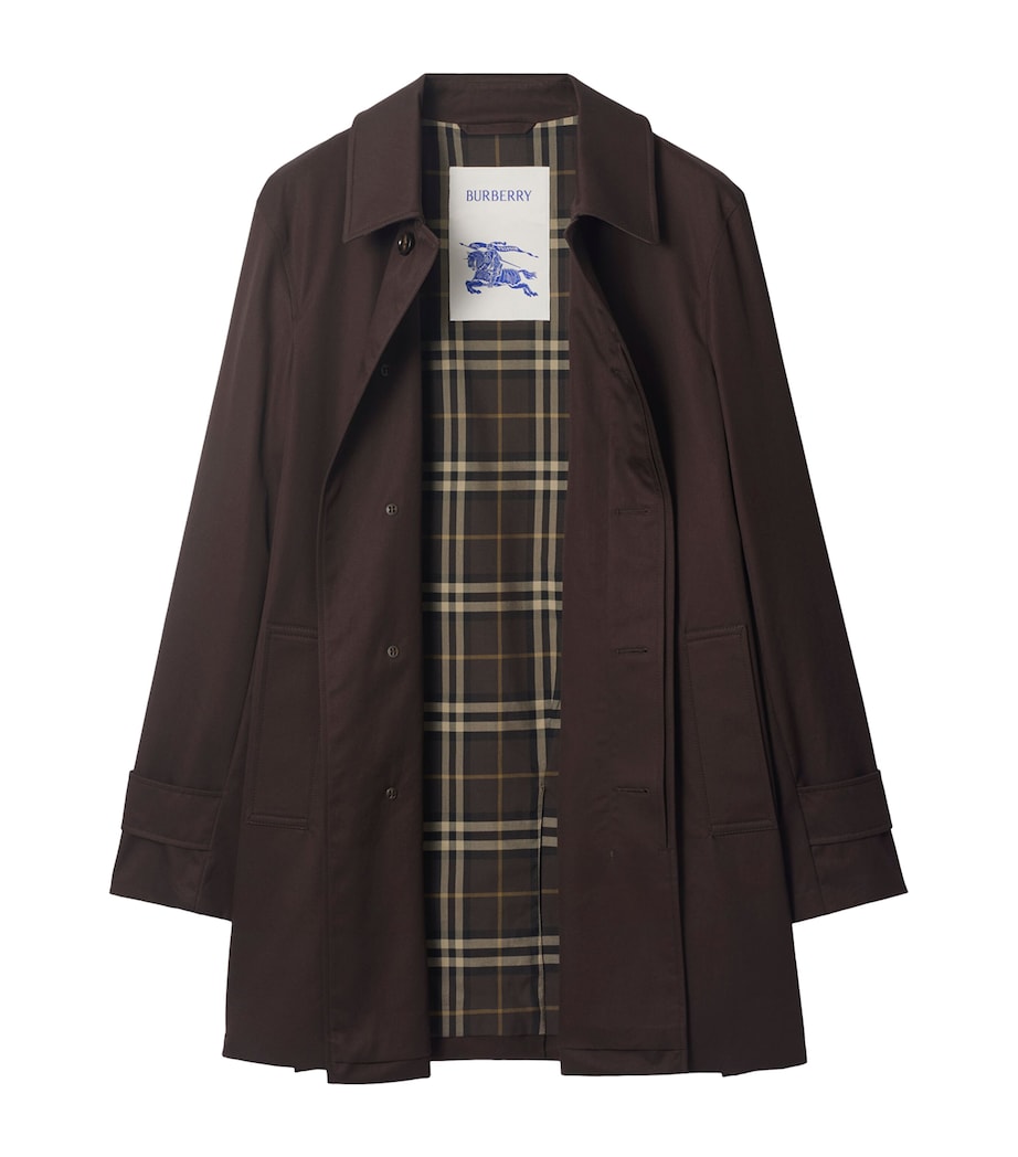 Brown Cotton Gabardine Short Car Coat
