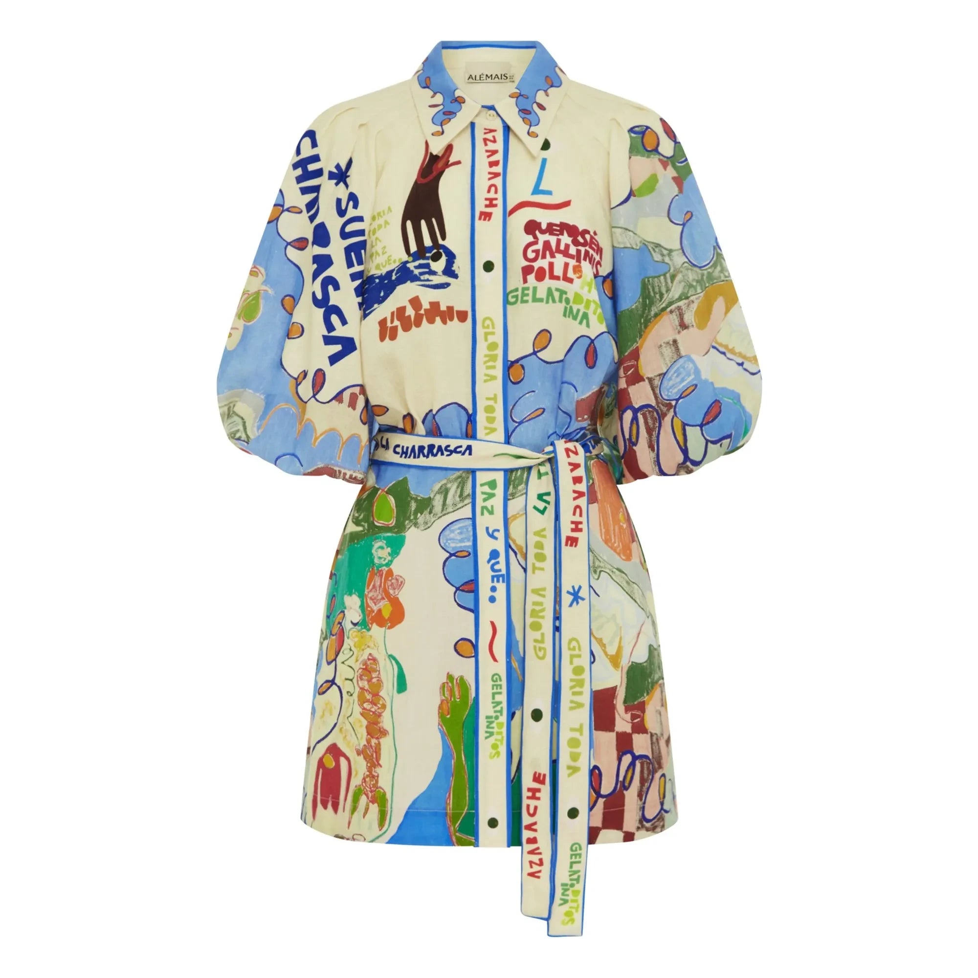 Alémais - Nadia Linen Short Dress | Blue