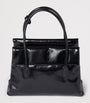 Black Leather Solitaire Top-Handle Bag