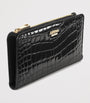 Aspinal Of London Black Large Leather Croc-Embossed Mayfair Purse