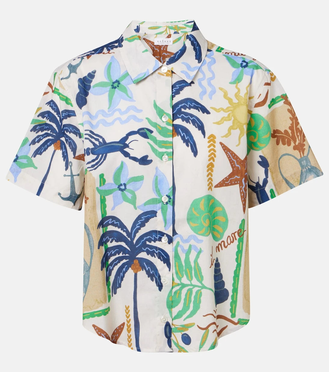 Velvet - Marnie printed cotton poplin shirt
