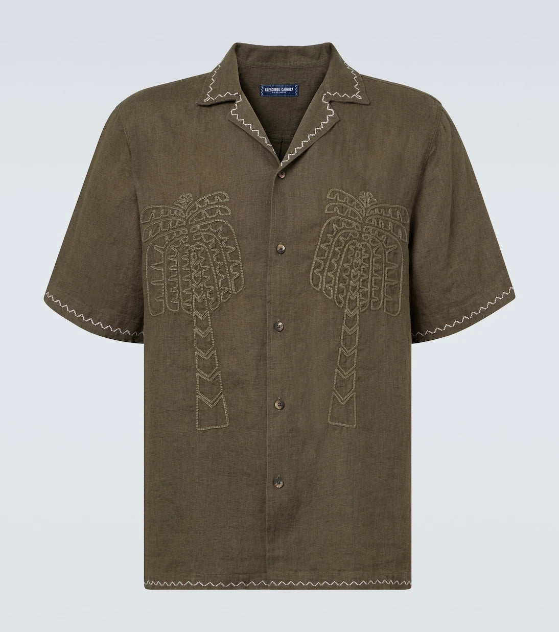 Frescobol Carioca - Flavio embroidered linen bowling shirt