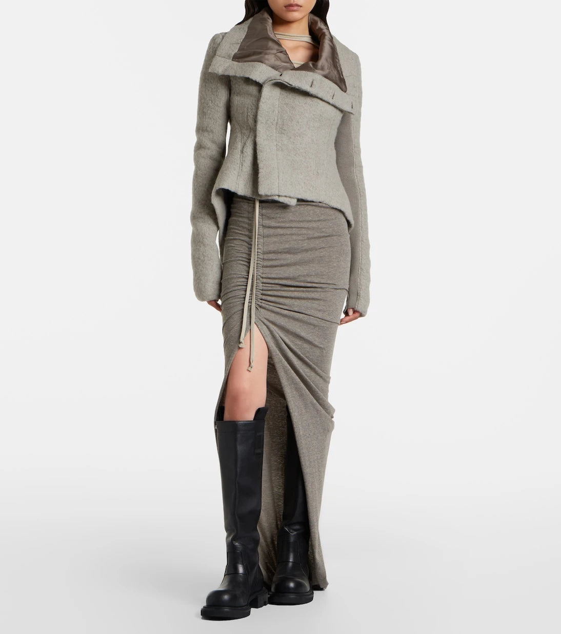 Rick Owens - Asymmetric alpaca and wool-blend jacket
