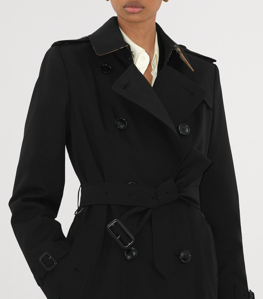 Burberry Black Cotton Mid-Length Chelsea Trench Coat