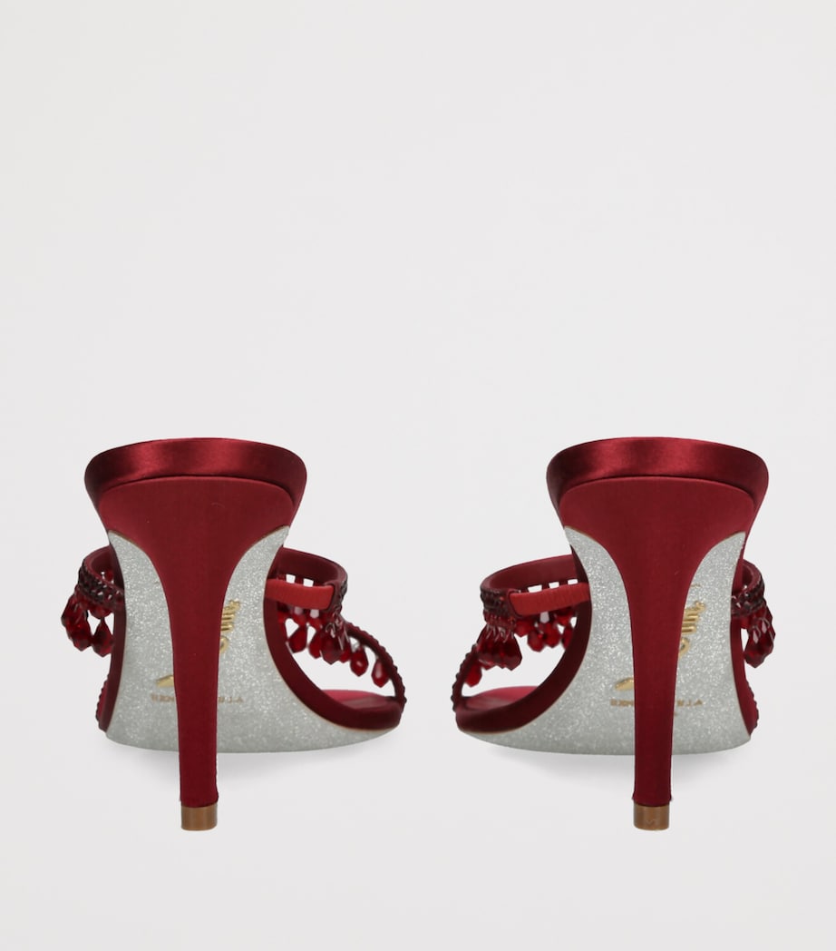 Burgundy Satin Chandelier Mules 80