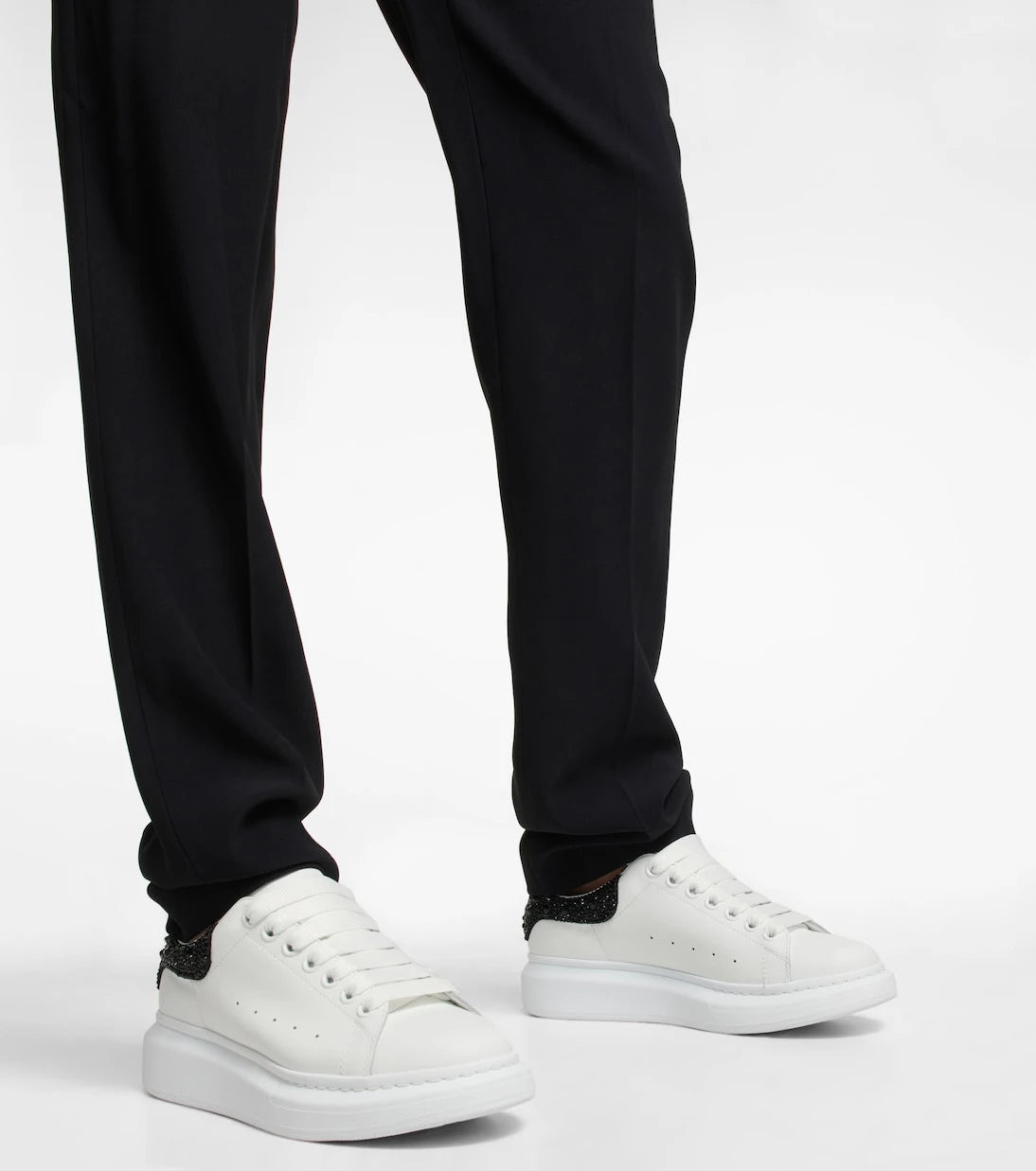 McQueen - Oversized embellished leather sneakers