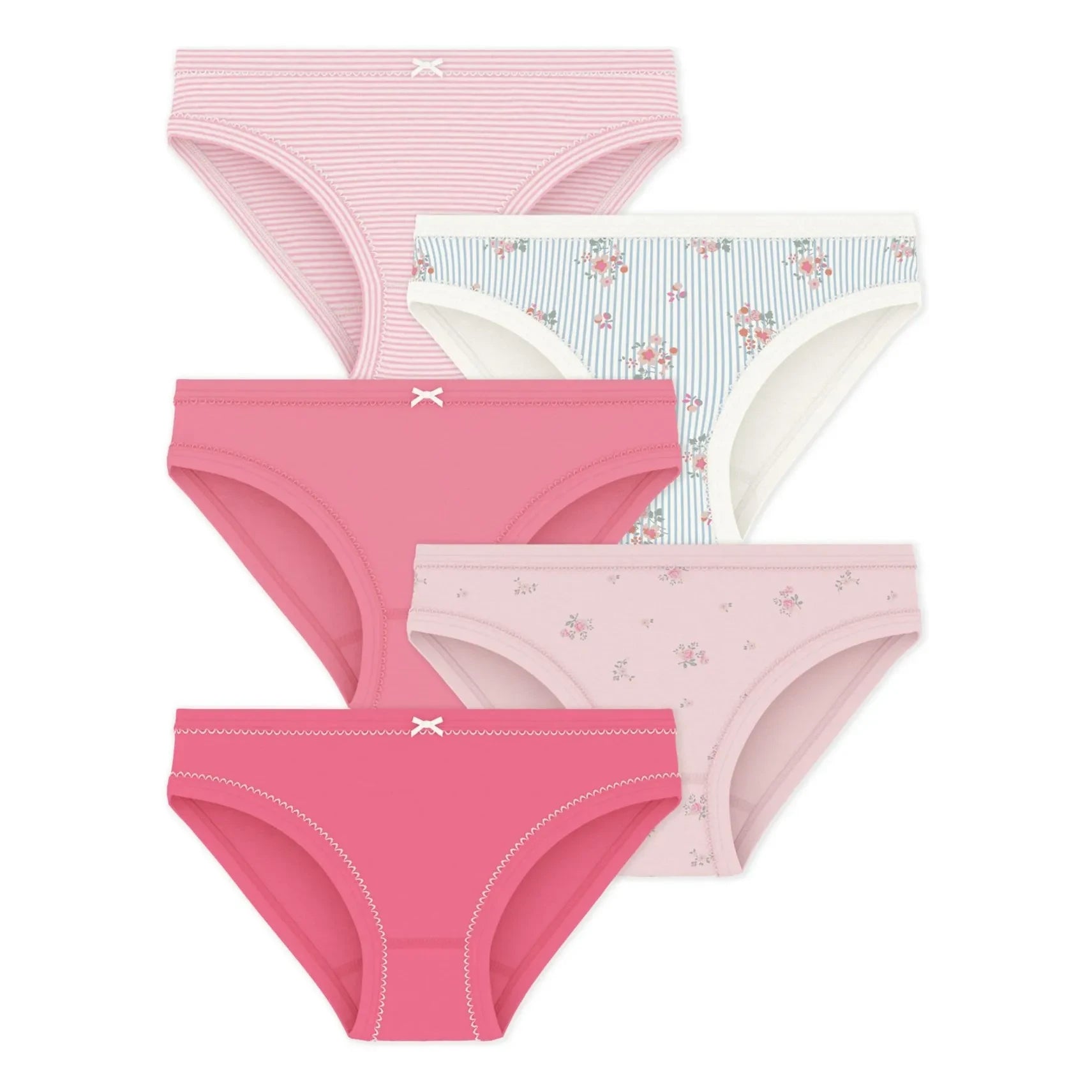 Petit Bateau - Batch 5 Flowered Panties | Pink