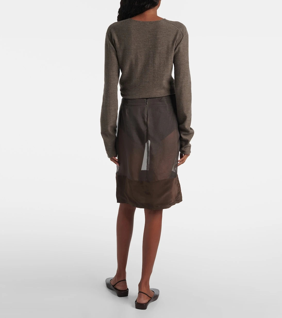 Calvin Klein Collection - Mabel satin-trimmed mesh midi skirt