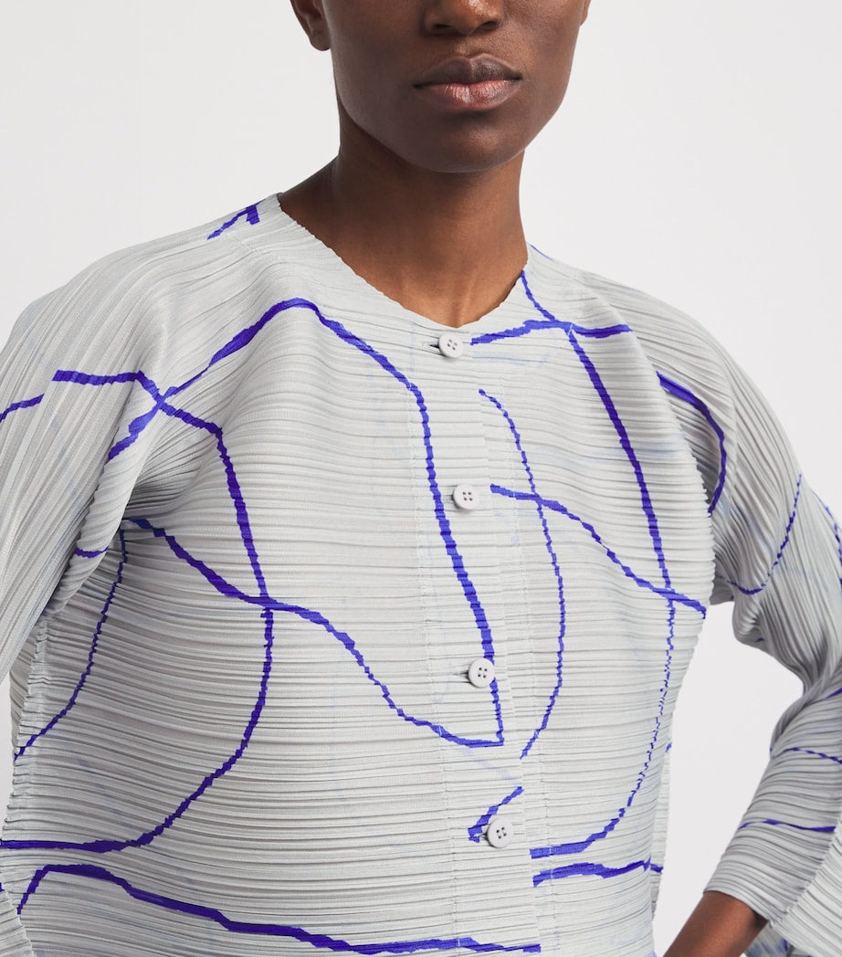 Pleats Please Issey Miyake Grey Printed Pause Jacket