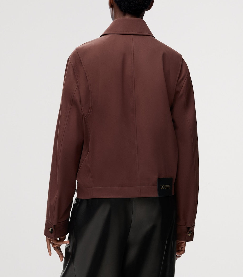 LOEWE Brown Cotton-Silk Buckled Shirt Jacket