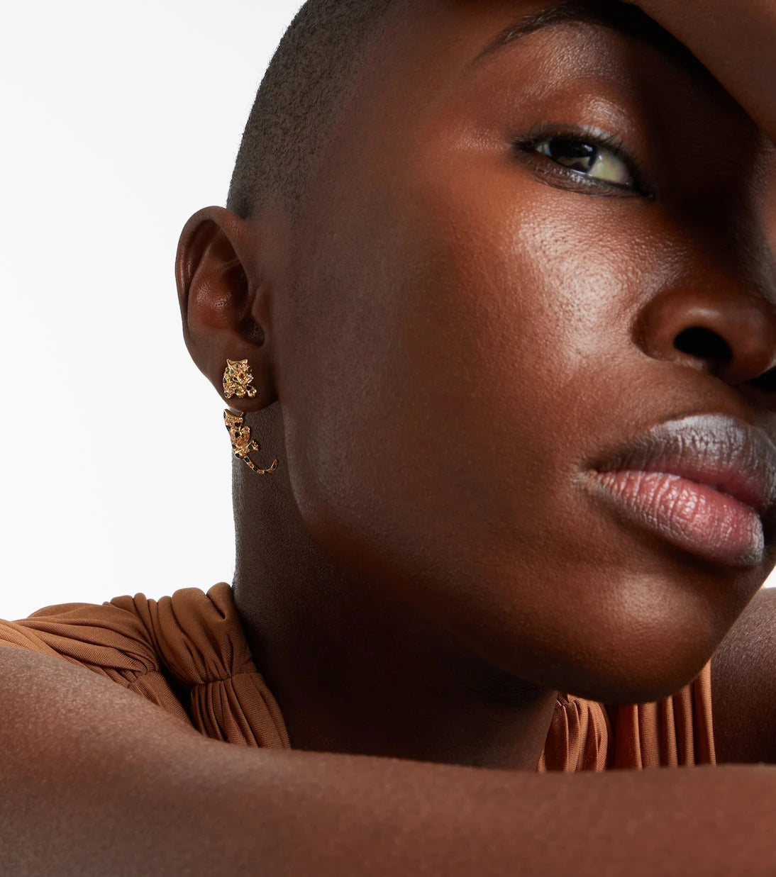 Yvonne Léon - Puce & Dessous Léopard 9kt gold single earring with gemstones