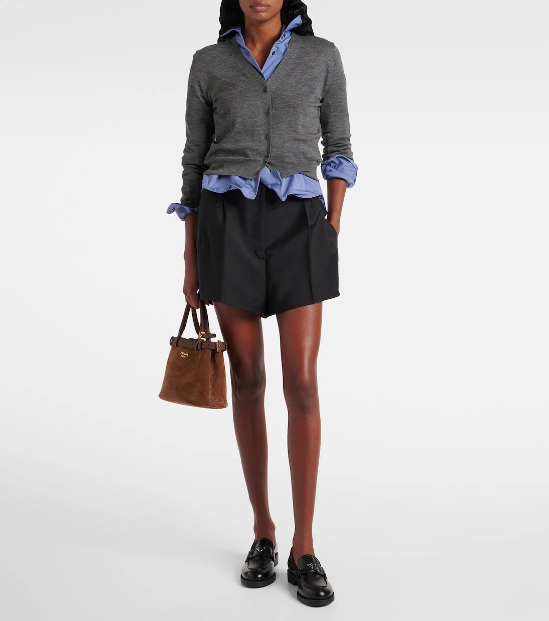 Prada - Belted mohair and wool shorts