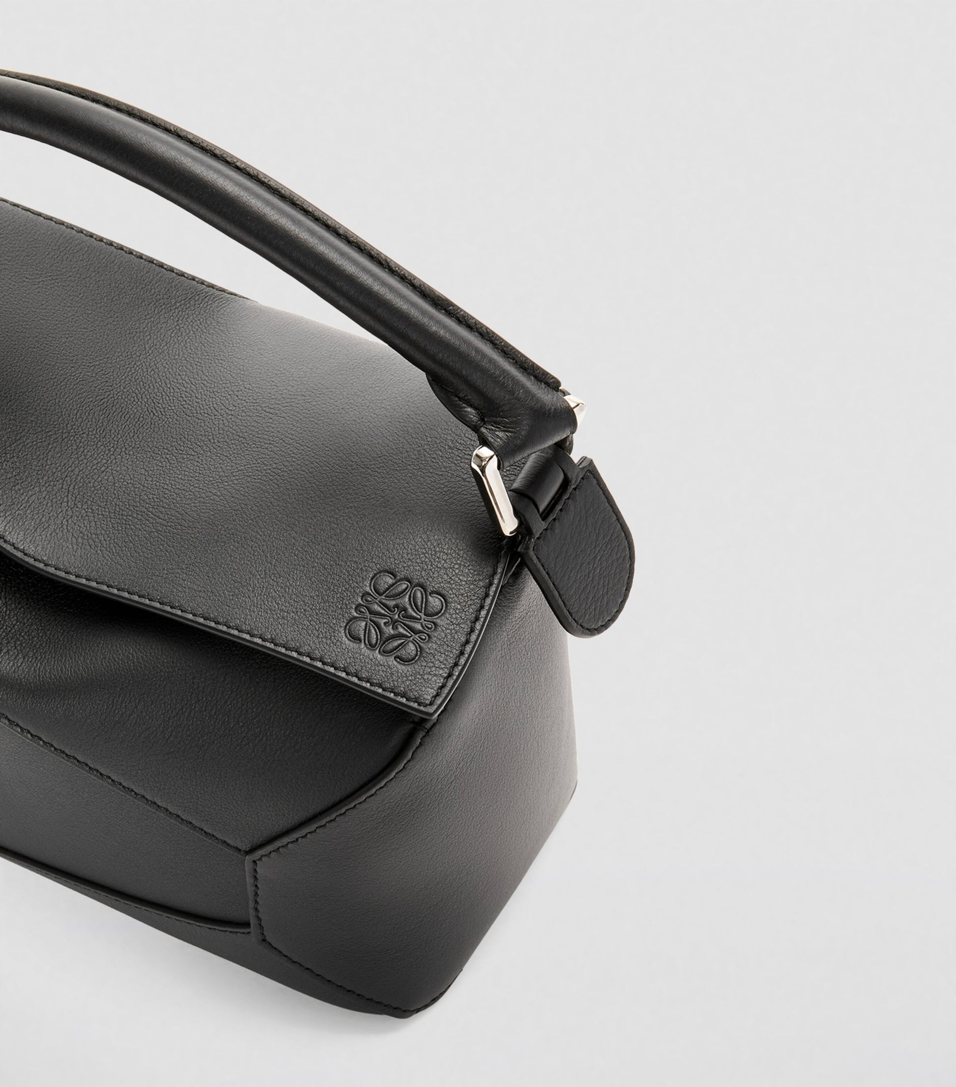 LOEWE Black Small Leather Puzzle Edge Top-Handle Bag