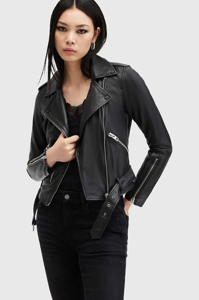 AllSaints рокерско яке дамско от кожа BALFERN BIKER