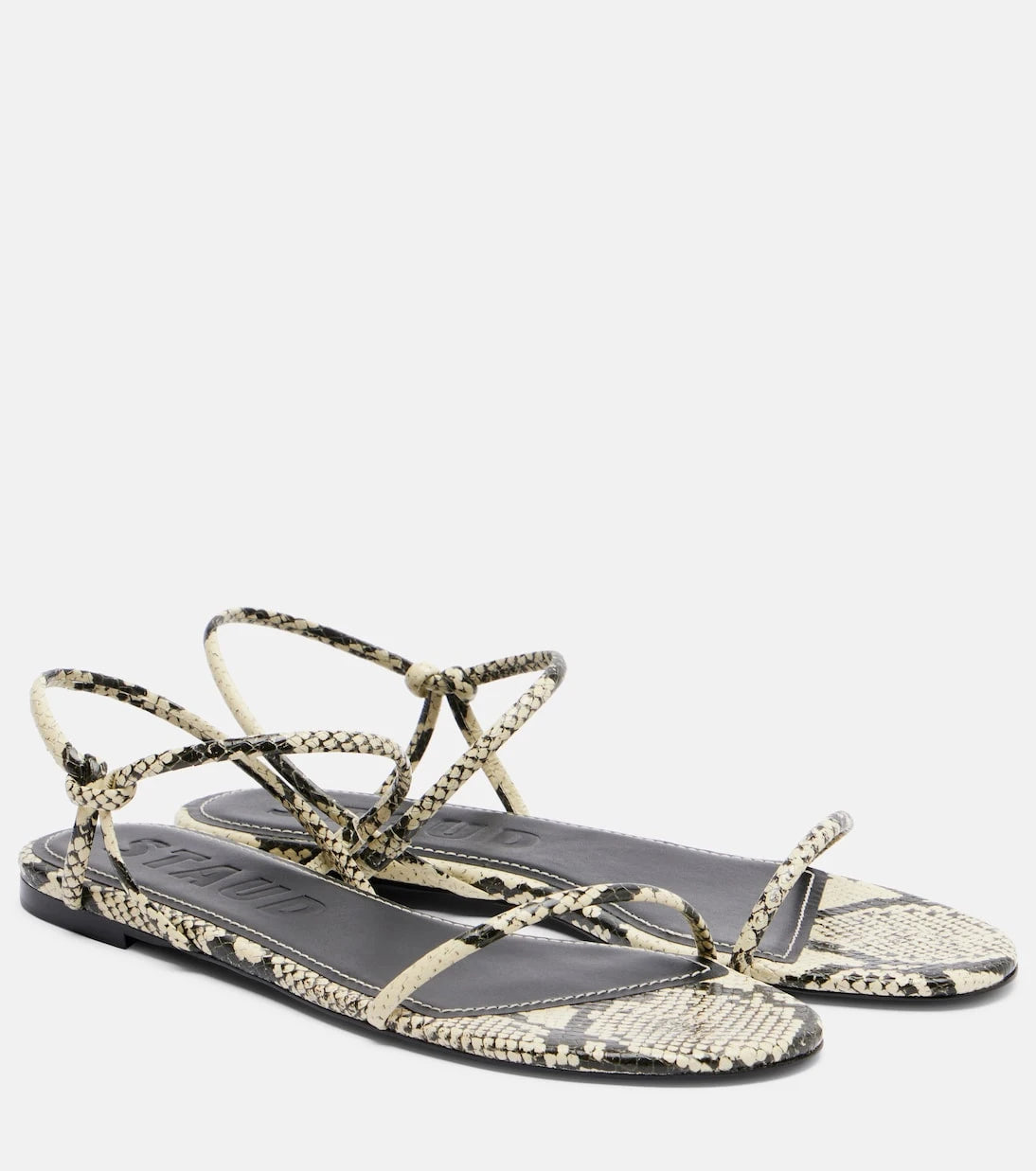 Staud - Laurel snake-effect leather sandals