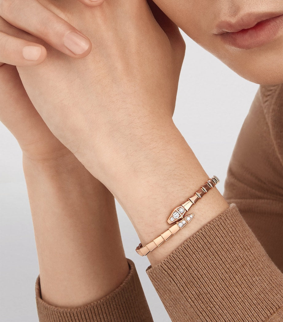 Medium Rose Gold and Diamond Serpenti Viper Bracelet
